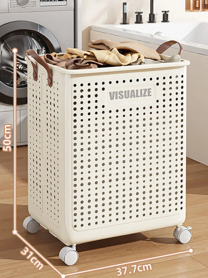 Extra Large Wheeled Folding Laundry Basket Breathable Large Capacity with Handles Suitable For Families Hotels and Dormitories