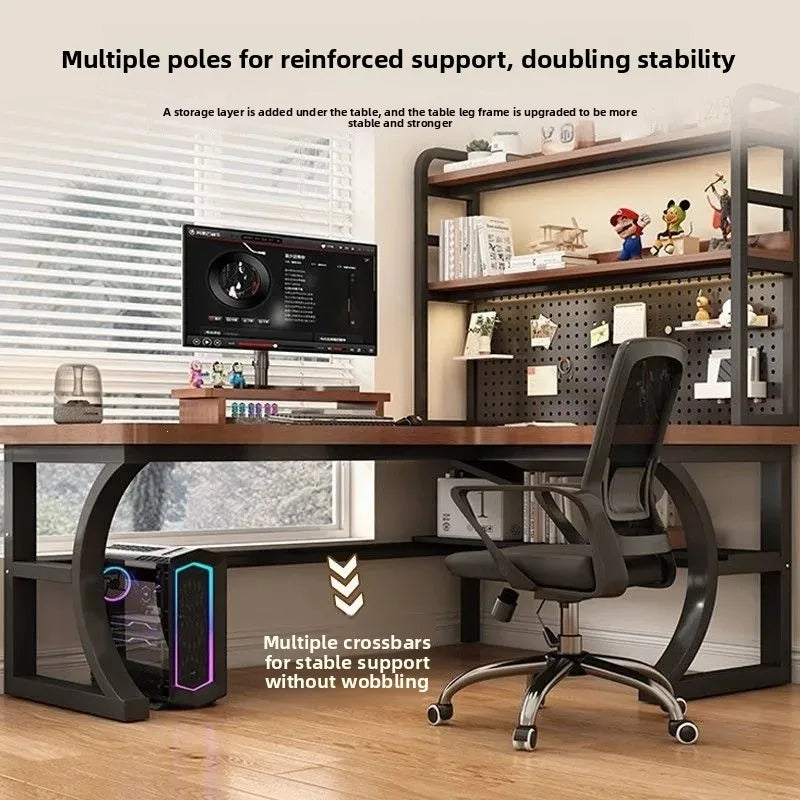 Computer Desk Corner Multi Functional Double Writing Table L Shaped Office Desk with Bookshelf Study Desk for Home Furniture