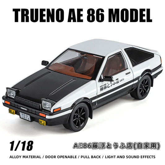 1:18 Initial D AE86 Simulation Alloy Car Model Metal Diecast Toy Vehicles 4 Doors Opened Exquisite Workmanship For Kids Gifts