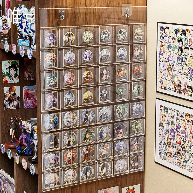 48 Pocket Anime Merch Organizer Wall Hanging Clear Badge Storage Bag Ita Pin Display Card Holder Dustproof Jewelry Hanging