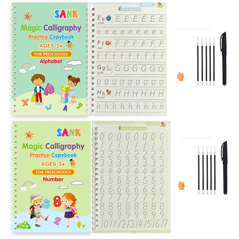 Sank Magic Practice Copybook Pen Preschools Kids Calligraphy English Verison Free Wiping Children Reusable Writing Book