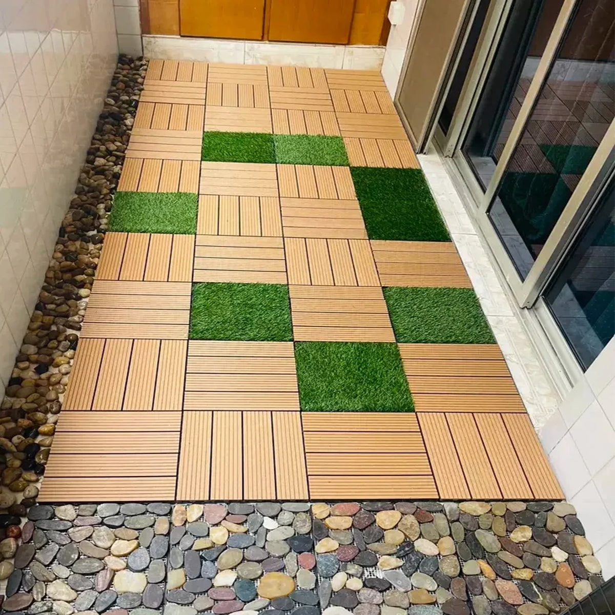 Selin Outdoor Waterproof Interlock WPC Composite Patio Tile Wood Floor for Terrace Parquet Deck Tile Plastic Decking