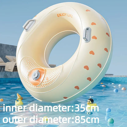 60-100cm Double Handle Thicken Swimming Ring Pool Float Water Play Summer Beach Party Swimming Circle Press‑to‑Inflate
