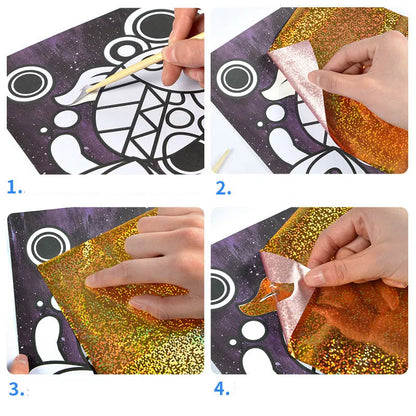 15pcs/20pcs DIY Shining Magic Transfer Colorful Sticker DIY Handmade Painting Crafts for Kids Arts Crafts Toys Gift