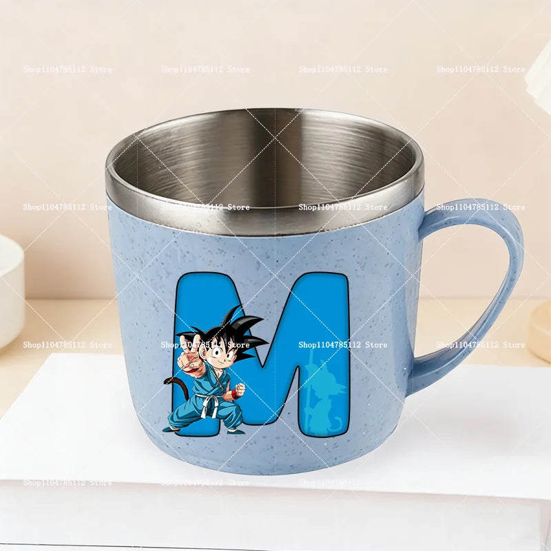 Dragons Ball 304 Stainless Steel Mouth Cup Goku Anime Kawaii Letter A-Z Coffee Milk Water Mug  Anti-scalding Camping Cups Gift