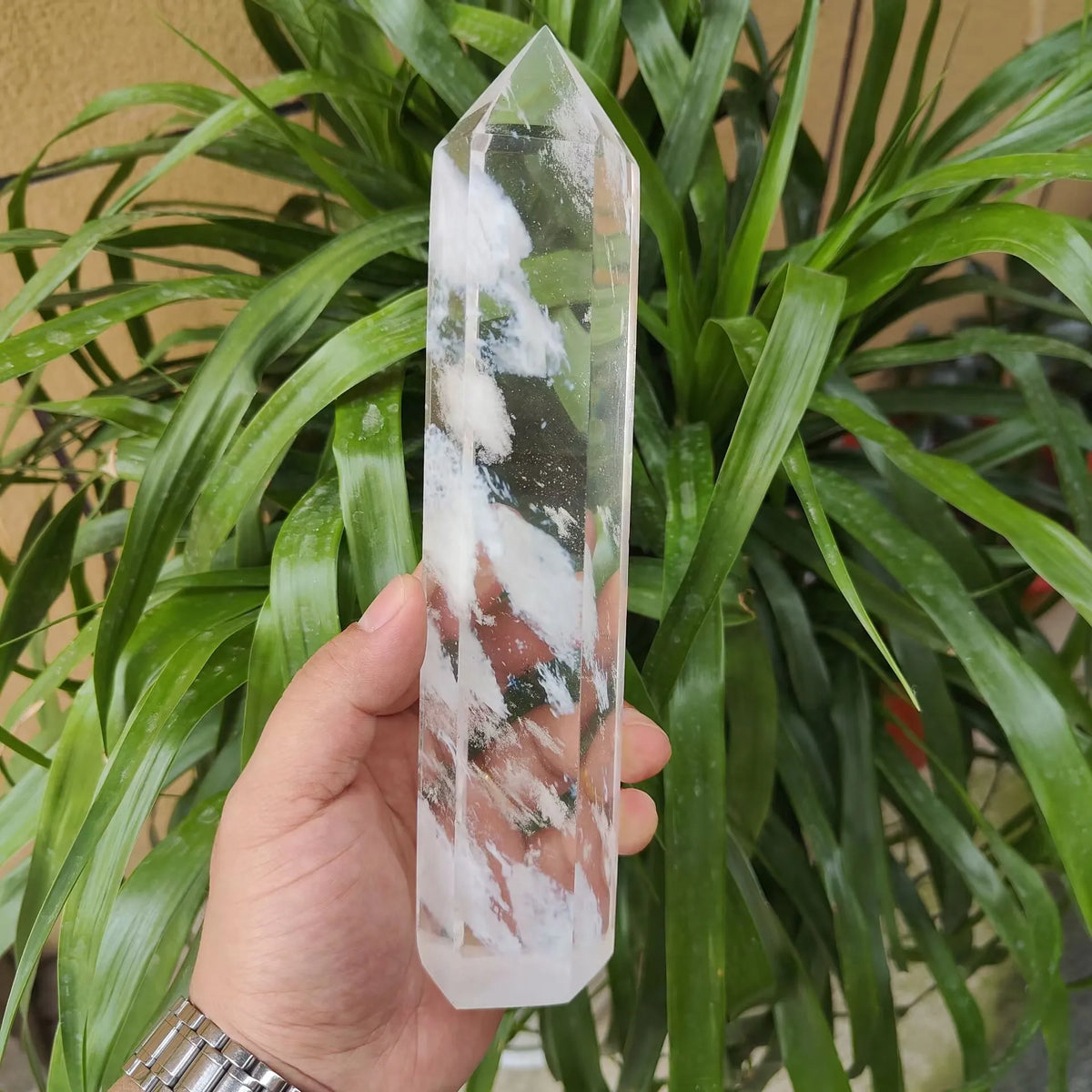 30cm Clear Melting Stone Quartz Obelisk Crystal Wand Point Healing Fengshui For Home Decoration Quartz Point Healing Crystal 1Pc