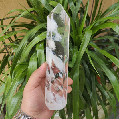 30cm Clear Melting Stone Quartz Obelisk Crystal Wand Point Healing Fengshui For Home Decoration Quartz Point Healing Crystal 1Pc
