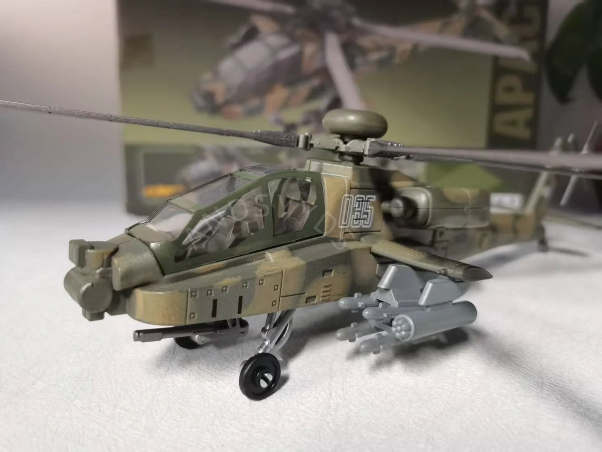 1:72 Scale Toy Planes US Apache Armed Helicopter AH64 ABS DieCast Aircraft Model Building Blocks Toy Collection Boy Holiday Gift