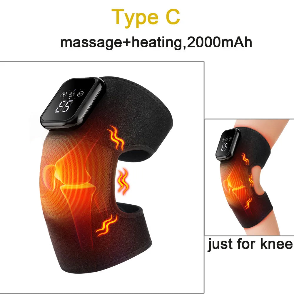 3 in 1 Electric Massager for Knee Shoulder Elbow Leg 5000mAh Battery Heating Knee Brace, Rechargeable Vibration Massage Wrap