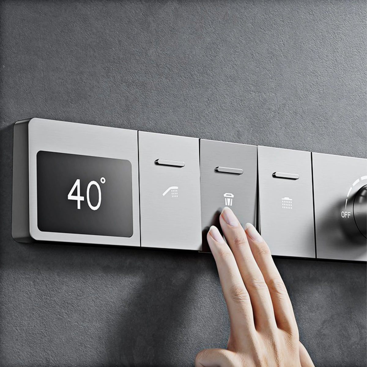 Luxury Gun Grey Brass Constant Wall Temperature Shower System LED Digital Display Cold & Hot Water Wall Mounted Bathroom Faucet