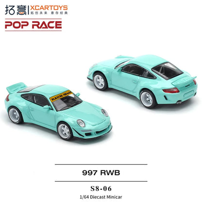 XCARTOYS POP RACE 1/64 Porsche 992 Stinger GTR SINGER 964 SINGER DLS Turbo Study RWB 997 Cars Alloy Diecast Model Kids Toys Boys