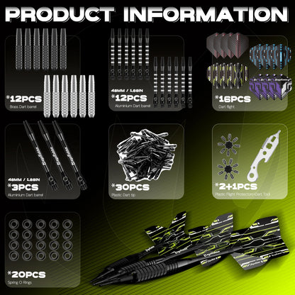 MageRabbit 12 Pack Soft Tip Darts, Professional 18 Gram Plastic Tip Dart Sets with  15pcs Aluminum Shafts 30 Dart Tips