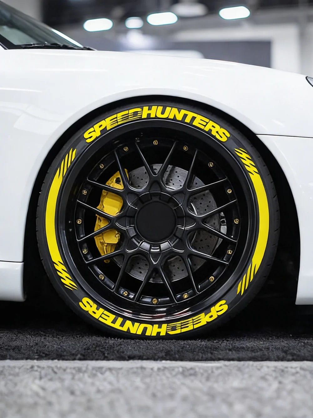Yellow SPEEDHUNTERS 3D Tire Letter Sticker Car Auto Wheel Decor Decals Water Proof Trendy Vehicle Wheel Styling No Glue Required