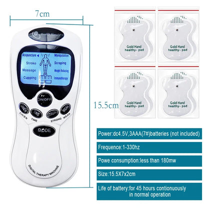 Dual Output Electric Tens Pulse Massager Instrument Electrical EMS Muscle Stimulator Acupuncture Massage for Neck Back Full Body