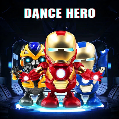 Marvel Iron Man LED Light Action Figure - Singing Dance Spiderman Robot Model Avengers Super Hero Doll for Kids Christmas Gift