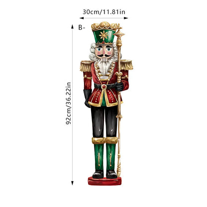 Nutcracker Soldier Christmas Window Clings Large Electrostatic Sticker Christmas Party Decorations Festive Supplies Door Sticker