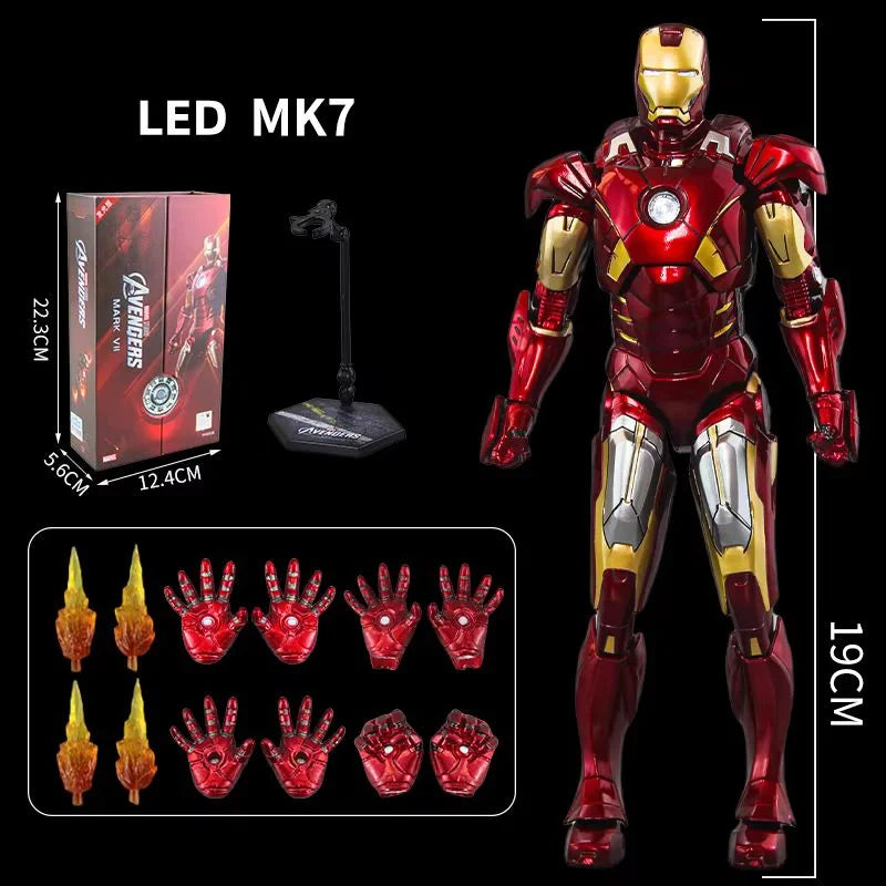 Original Avengers ZD Toy Light version Iron Man Mark3 MK6 Action Figure MK1-7 LED MK85 Suit-up Gantry Adult Collectible Toys