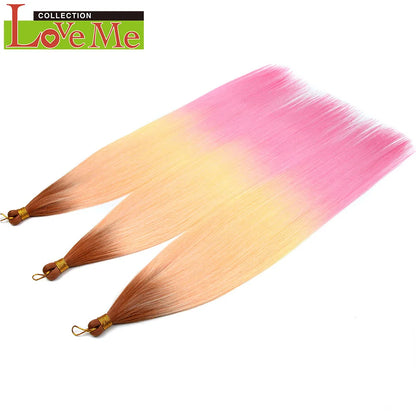 LOVE ME 28 inches 300g/3pcs Straight Hair Bundles Crochet Hair Synthetic Braiding Hair Ombre Rainbow Braids Hair Extensions