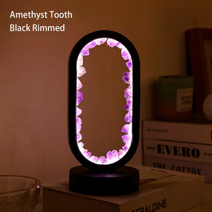1PC LED Bedside Lamp | Natural Quartz & Amethyst Raw Stone Crystal Lamp | Soothing Night Light for Bedroom & Desk, Christmas Dec