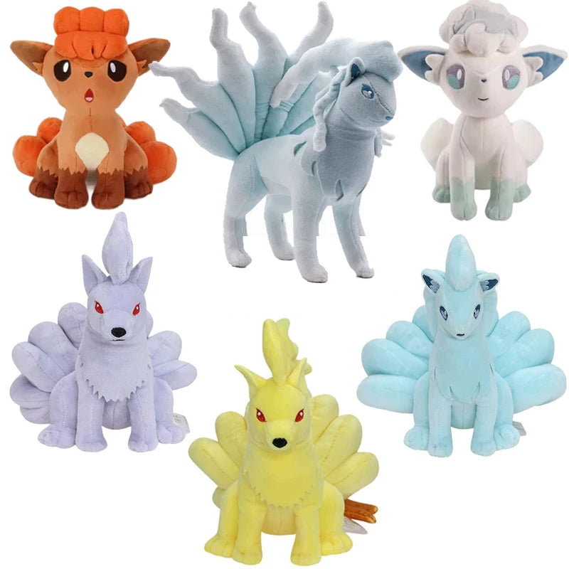 Shiny Ninetales Vulpix Plush Toys Stuffed Animal Charizard Game for Collectible Gift,Soft Plushies Cartoon Character 20-30cm