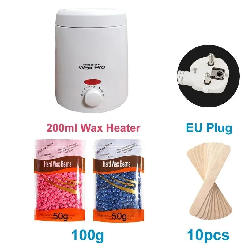 200ml Wax Melting Machine + 100g/200g /300g Wax Beans Set, Wax Heating, Wax Hair Removal And Wax Therapy Machine Wax Melting Pot