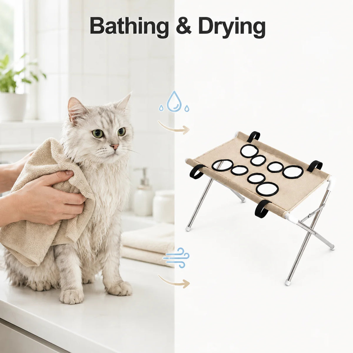 1Pcs Portable Pet Foldable Nail Grooming Bath Hammock Stand Clipping Helper Mesh Bathing Drying Table for Kitten Small Cats