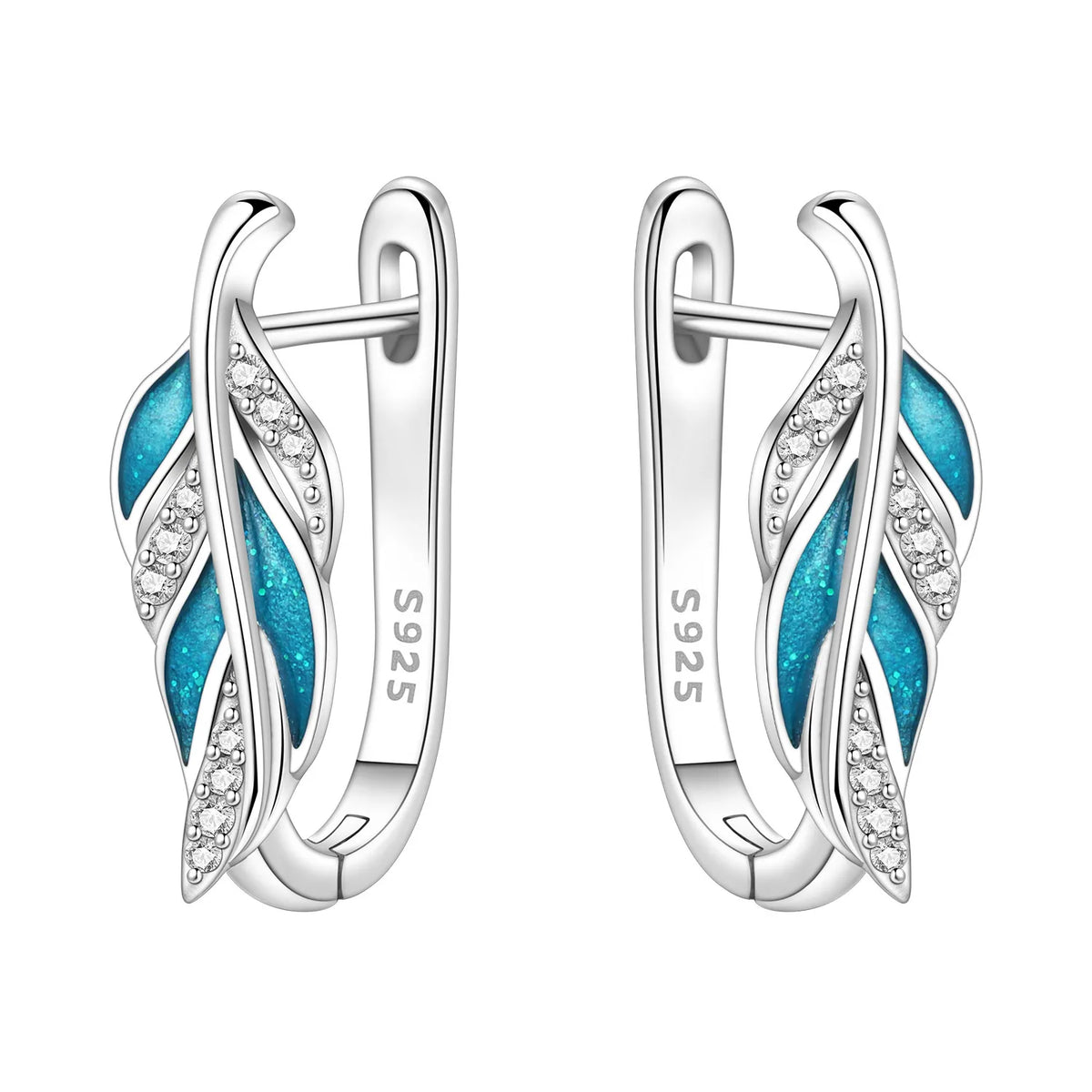 Orstarry Original 925 Sterling Silver Minimally Design Blue Zircon Earrings Women Hoop Earring Anniversary Jewelry Gifts