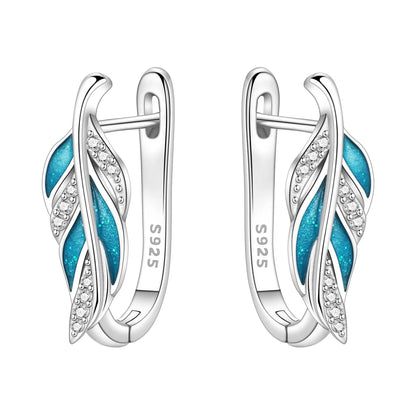 Orstarry Original 925 Sterling Silver Minimally Design Blue Zircon Earrings Women Hoop Earring Anniversary Jewelry Gifts