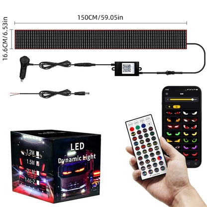 App Car Truck Devil Eye LED Pixel Panel Light Remote Control Soft Folding Lighting Rolling Panel Windshield 12V 24V