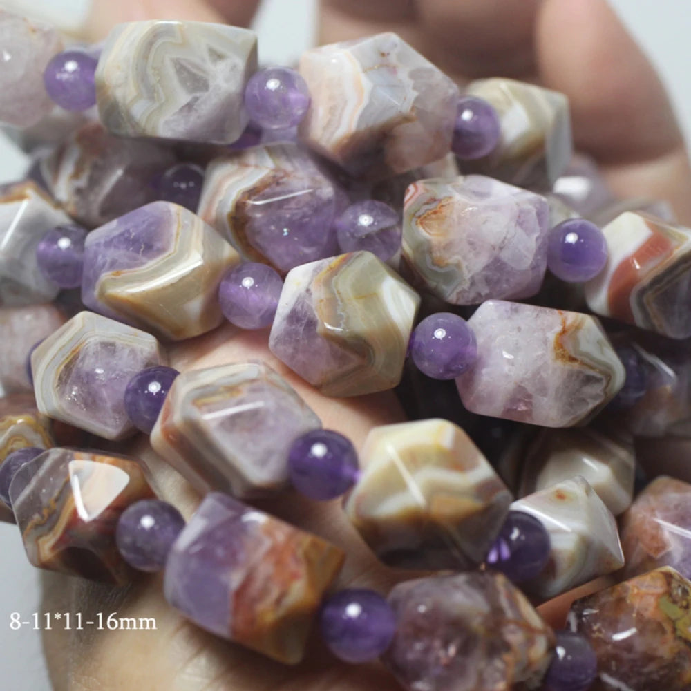 Meihan Top Natural Dunhuang Auralite Amethyst Quartz Bracelet Faceted Irregular  Beads Jewelry Gift Fortune Stone