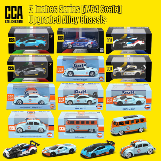 CCA 1/64 Diecast Toy Car Model Display Box Porsche BMW Volkswagen Lamborghini Chevrolet Ford Free Wheels Collection Miniature
