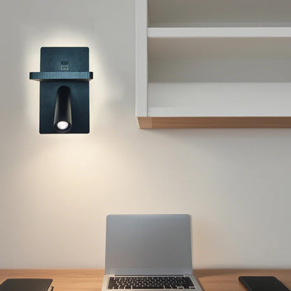 Wireless Charging Wall Light Sleek Black Modern Wall Sconce Adjustable Spotlight for Bedroom Living Room Corridor Home Decor