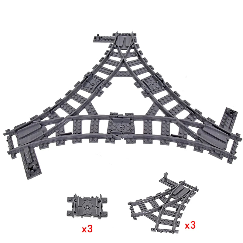 MOC City Bricks Train Flexible Construction Parts Railway Curve Track Building Blocks Model Accessories Compatible with 53401