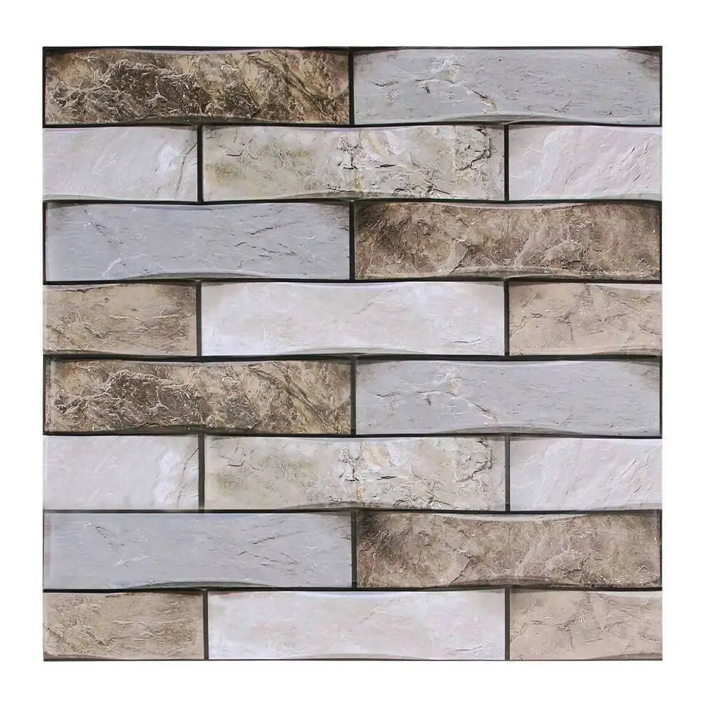 3D Wall Sticker Self-adhesive Faux Stone Wall Panel Peel and Stick Tile Backsplash for Kitchen Bathroom Waterproof Tile Sticker