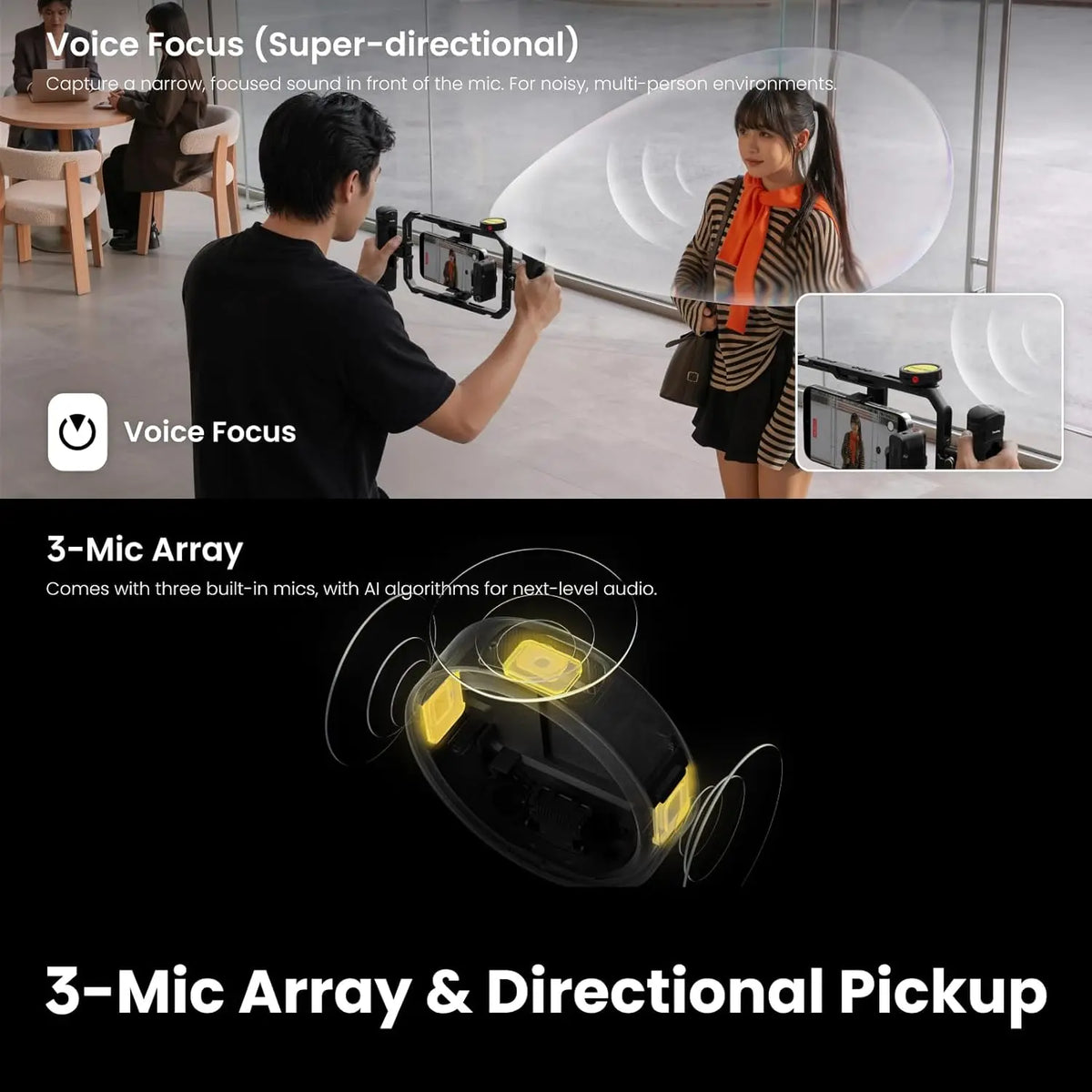 Insta360 Mic Pro , Wireless Mini Lavalier Microphone for iPhone/Camera/Android, Video Recording, Vlogging, Bluetooth