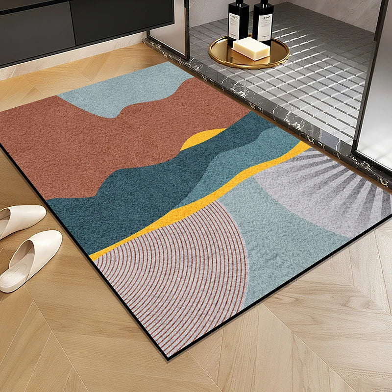 1 Elegant Style Diatomaceous Earth Material Machine Washable Rectangular Bathroom Mat, Absorbent Pad, and Entrance Door Mat