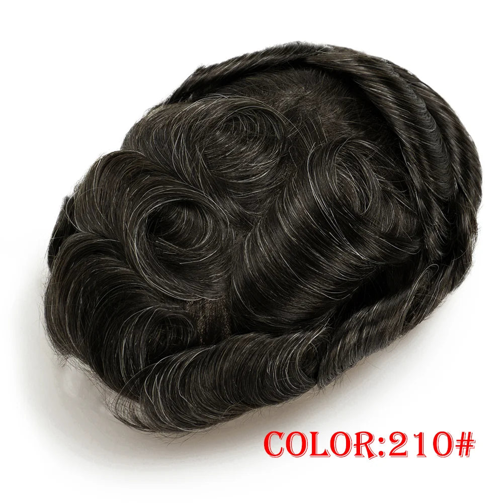 0.03mm Thin Skin Men's Wig 90% 100% Density Human Hair Men Toupee Capillary Prosthesis V Loop Natural Hairline for Hair Loss