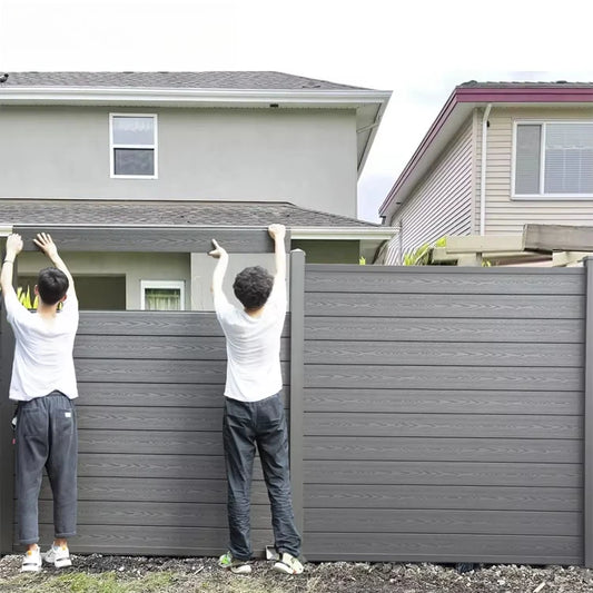 Wholesale WPC Garden Fence Panel Easy Installation UV Resistant Wood Plastic Composite Aluminum Frame Outdoor Fencing