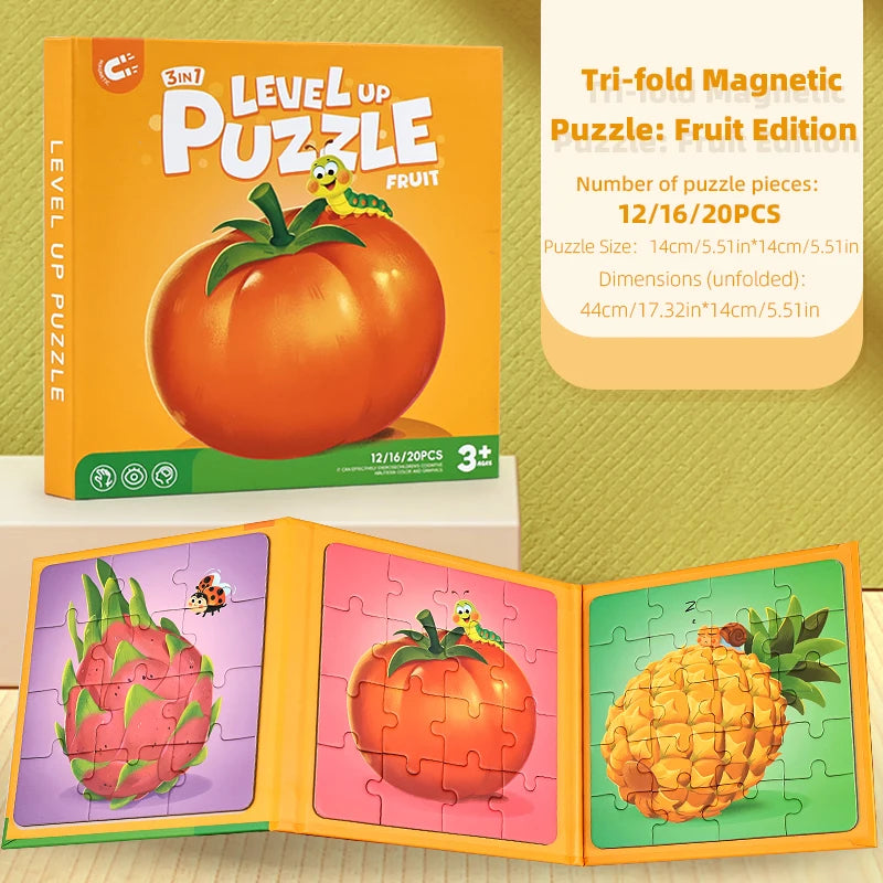New Kids Magnetic Jigsaw Book Puzzle Game Baby Early Learning Animal Fruit Traffic Cognition Educational Toy Gifts for Children