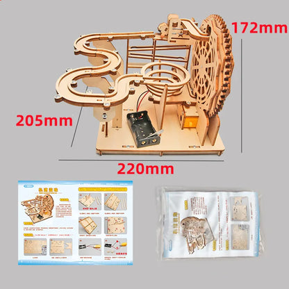 3D Wooden Mechanical Ball Bearing Track Puzzle - DIY Assembly STEM Educational Building Kit Birthday Gift For Kids Adults
