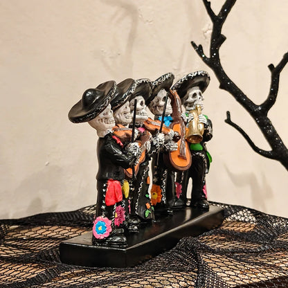 Day of the Dead Skeleton Band Statue Creative Resin Holiday Sculpture for Festive Decoration Ornament
