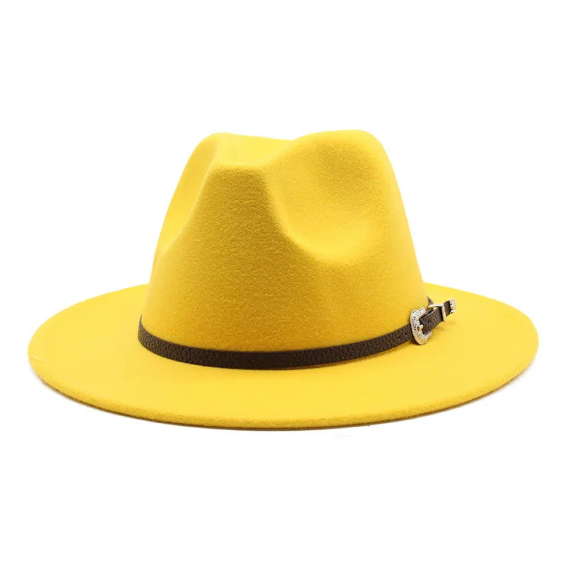 British Style Felt Jazz Fedora Hat 59-61CM Size Panama Trilby Hats for Women Men Gentleman Wedding Party Hat