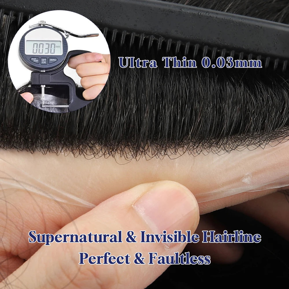 Os21 0.03-0.04mm NG Clearance Thin Skin Toupee Capillary Prothesis Hair Piece For Men Hair Replacement System V Loop Men Toupee