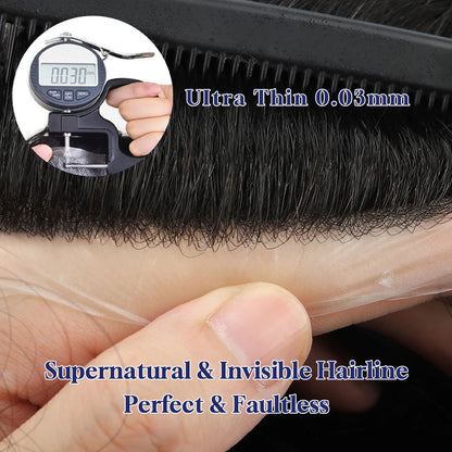 Os21 0.03-0.04mm NG Clearance Thin Skin Toupee Capillary Prothesis Hair Piece For Men Hair Replacement System V Loop Men Toupee