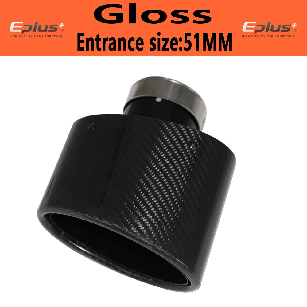 Oval Gloss Carbon Fiber Universal Car Mufflers Tip Exhaust Pipe Nozzle Decoration stainless steel Black silvery Tilting Left Rig