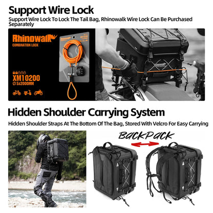 Rhinowalk Motorcycle Tail Dry Bag Waterproof Motor Rear Seat Bag Camera Or Cooler Bag Motorcycle Hard Case Luggage Helmet Bag
