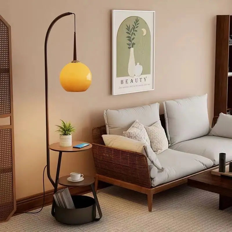 French Mid Century Floor Lamp with Side Table Sofa End Table Ambient Lighting Room Decoration Light Floor Lamp LED