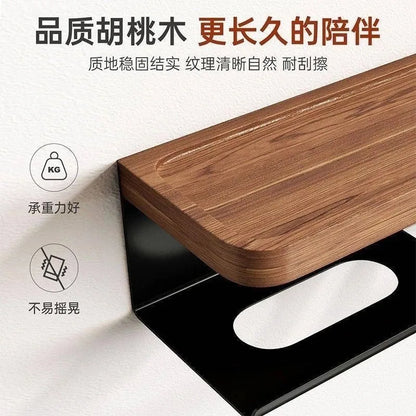 Nordic Luxury style Wooden Wall Mounted Tissue Holder Without Punching Toilet Paper Holder Home Decoration Bathroom Accessories