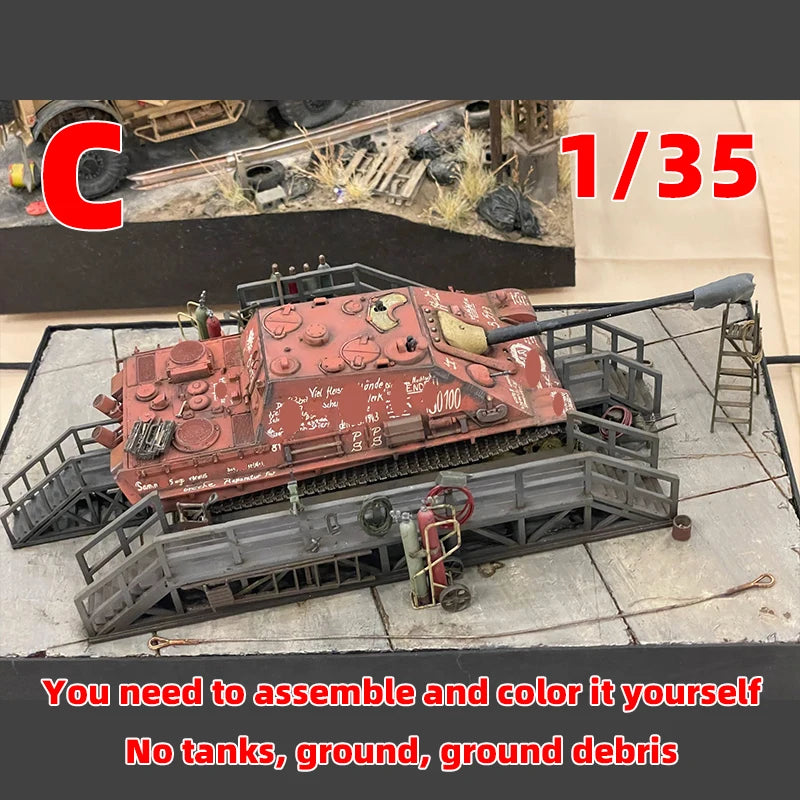 Assembly Architectural Model Miniature Tank Factory Repair Ladder Maintenance Ladder Scaffolding Diorama Scale Model Kit 1/35