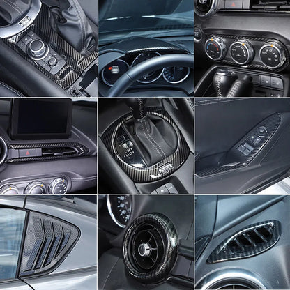 For Mazda MX-5 MX5 ND 2016-2024 ABS Carbon Fibre Interior Kit Dashboard Console Gear Shift Panel Cover Trim Stickers